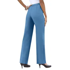 ロアマンズ レディース ボトムス カジュアルパンツ ストレート プラスサイズ プチ Roamans Womens Plusize Petite Classic Bend Over Pant Woven PullOn Straight Leg Pant Dust