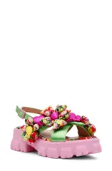 ベッツィジョンソン レディース シューズ サンダル プラットフォーム Betsey Johnson Jeromy Platform Sandal Green Floral Multi グリーンのサムネイル