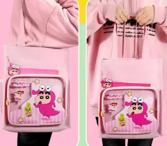 クレヨンしんちゃん クリア ポケット トートバッグ ピンク