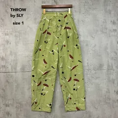THROW by SLY スローバイスライ 1 ハイウエスト テーパードパンツ グリーン 総柄 幾何学模様 タックパンツ イージーパンツ ウエストゴム ボトムス カジュアル ストリート トレンド おしゃれ 可愛い オフィスカジュアル 通学 ★ ■◇のサムネイル