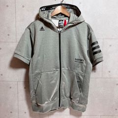 adidas 半袖パーカー グレー V-2L PLAYER - メルカリ