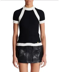 バルマン レディース トップス シャツ 半袖 ニット Balmain ShortSleeved Knitop Black ブラックのサムネイル