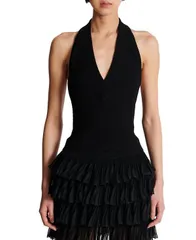 バルマン レディース トップス シャツ ニット ホルター Balmain Cable Knit Halterneck Top Black ブラックのサムネイル