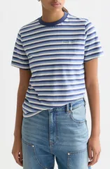 スコッチアンドソーダ レディース トップス Tシャツ コットン Scotch Soda Stripe Cotton Ringer TShirt Oceana Stripes ストライプのサムネイル