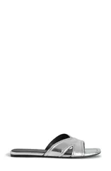 ザディグ エ ヴォルテール レディース シューズ サンダル トール Zadig Voltaire Azora Metallic Slide Sandal Silver シルバーのサムネイル