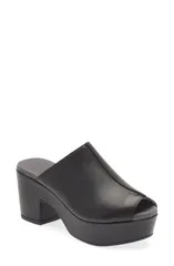 ショコラブルー レディース シューズ サンダル プラットフォーム Chocolat Blu Platform Slide Sandal Black Leather ブラック