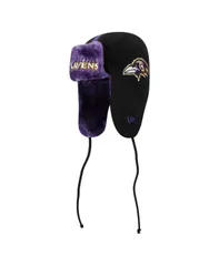 ニューエラ メンズ アクセサリー 帽子 ニット New Era Mens Black Baltimore Ravens Helmet Head Trapper Knit Hat Black ブラックのサムネイル
