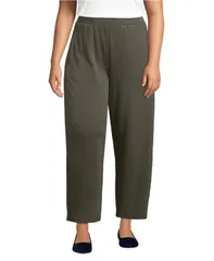ランズエンド レディース ボトムス カジュアルパンツ プラスサイズ アンクル ニット Lands End Plusize Sport Knit High Rise Barrel Ankle Pants Forest moss フォレスト