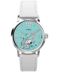 タイメックス レディース アクセサリー 腕時計 レザー Timex Womens Quartz Analog White Leather Watch 38mm Silver シルバー