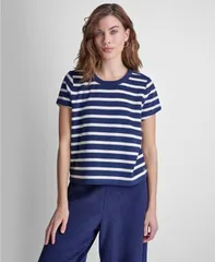 ダナキャランニューヨーク レディース トップス Tシャツ クルーネック プチ 半袖 DKNY Jeans Petite ShortSleeve Crew Neck TShirt Peacoat Strのサムネイル