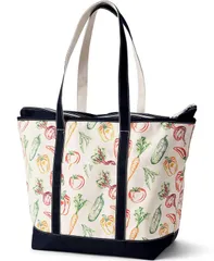 ランズエンド レディース バッグ Lands End Extra Large 5 Pocket Zip Top Long Handle Canvas Tote Bag Vegetable multinのサムネイル