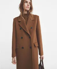 マンゴ レディース アウター ジャケット・ブルゾン ウール コート MANGO Womens DoubleBreasted Wool Coat Ochreのサムネイル