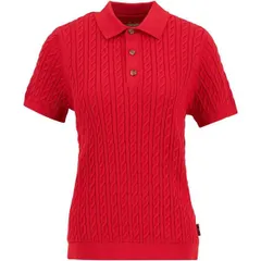バブアー レディース アウター ニット・セーター ポロシャツ Barbour Hartland Short Sleeve Polo Neck Jumper Poppy Red レッドのサムネイル