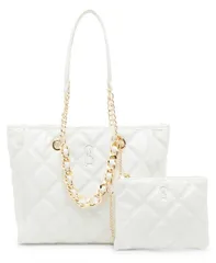 スティーブ マデン レディース バッグ キルティング レザー フェイクレザー Steve Madden Katt Faux Leather Quilted Tote with Pouch Whiteのサムネイル