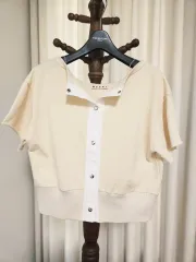マルニ MARNI スナップ 半袖 スウェット クロップドTシャツ 38 アイボリー イタリア製のサムネイル