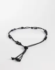 エイソス レディース アクセサリー ベルト ASOS DESIGN macrame beaded waist and hip belt Black ブラックのサムネイル