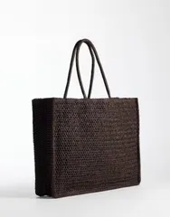 マンゴ レディース バッグ Mango woven shoulder bag BROWN ブラウンのサムネイル