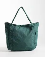 エイソス レディース バッグ ASOS DESIGN multi pocket canvas tote bag in washed green グリーンのサムネイル
