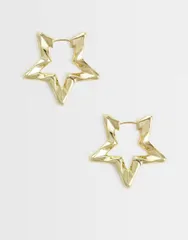 ピーシーズ レディース アクセサリー ピアス・イヤリング Piecestar shaped hoop earrings tone Gold St2star ゴールド