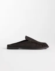 エイソス レディース シューズ スリッポン・ローファー スエード ASOS DESIGN Mystique premium loafer mules in chocolate suede Choc sのサムネイル