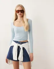 コットンオン レディース トップス Tシャツ Cotton hold me long sleeve top in iced marine ICED MARINE