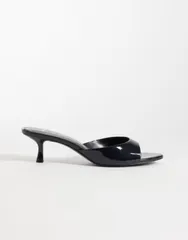 マンゴ レディース シューズ サンダル ヒール Mango starring Hailey Bieber heeled mules Black ブラックのサムネイル