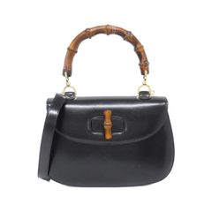 希少90'GUCCIバンブーハンドバッグ オールドグッチ 黒 - メルカリ