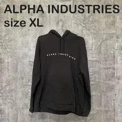 【T-1364】ALPHA INDUSTRIES アルファインダストリーズ パーカー XL ブラック バックプリント ビッグロゴ ミリタリー スウェット フーディー USA古着 ストリート オーバーサイズ 黒のサムネイル