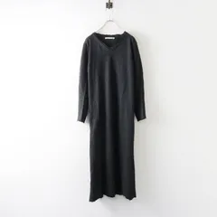 エヴァムエヴァ evam eva ウール100% 異素材切替 縮絨ニット ワンピース ダークグレー┃チュニック ドレス【2400014964981】のサムネイル
