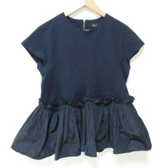 最終値下げ　新品未使用　DRAWER プリーツフレアペプラムブラウス ネイビー 美品 24SS Drawer ドゥロワー PRE2 プリーツフレアペプラムブラウス