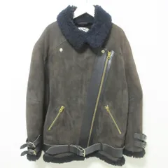 良品 Acne Studios アクネストゥディオズ オーバーサイズ ムートン ライダースジャケット VELOCITE PAW13 34 ブラウン×ブラック レディース 古着 中古 USEDのサムネイル