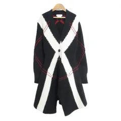 良品 20AW Alexander McQueen アレキサンダーマックイーン アーガイル インターシャ ニットロングカーディガン S ブラック レディース 古着 中古 USEDのサムネイル