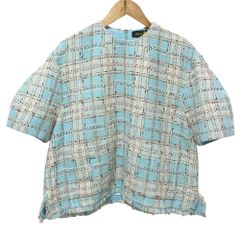 【美品】Drawer 24SS ツイード 半袖トップス ドゥロワー Drawer（ドゥロワー） ☆ 半袖 ツィードトップス／ホワイト・38［難