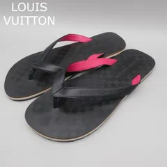 LOUIS VUITTON ルイヴィトン ダミエ サンダル ビーチサンダル ロゴ レザー FD0184 ブラック×ピンク サイズ9 約28cm メンズのサムネイル