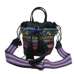 美品】エトロ ショルダーバッグ ドローストリング ペイズリー シボ革 