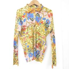 極美品✨ 1998 プリーツプリーズ 牡丹 花柄 和柄 日本画 シャツ 3 L