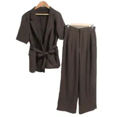 良品 25AW ANAYI アナイ リネンライクビエラ 半袖 ジャケット パンツ 2点セット セットアップ 38 36サイズ ブラウン レディース 古着 中古 USEDのサムネイル