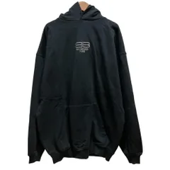 美品 BALENCIAGA バレンシアガ BBロゴ ラインストーン フーディパーカー 578135 Mサイズ ブラック メンズ レディース 古着 中古 USEDのサムネイル