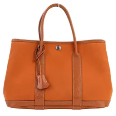良品 Hermes エルメス ガーデンパーティー TPM トワルオフィシエ×ネゴンダ トートバッグ ポティロン オレンジ □I刻印 レディース 古着 中古 USEDのサムネイル