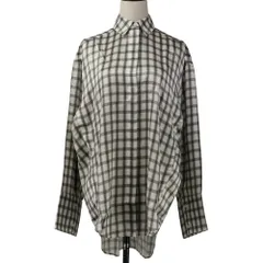 未使用 25SS LOEWE ロエベ チェック柄シルクシャツ  S359Y05XDG 32 ホワイト グレー レディース 古着 中古 USEDのサムネイル
