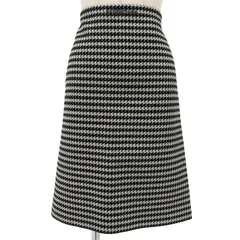 極美品▲BALENCIAGA バレンシアガ 528505 ウール ロゴプレート ハウンドトゥース タイトスカート ブラック ホワイト 36 イタリア製 正規品 レディースのサムネイル