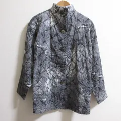 良品 ISSEY MIYAKE イッセイミヤケ ヴィンテージ 筆タグ 織り柄スタンドカラージャケット サイズM グレー  レディース 古着 中古 USEDのサムネイル