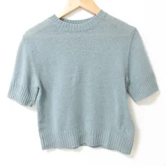 美品 24AW JIL SANDER+ ジルサンダープラス ウール100％ 半袖 クロップド丈 ニット セーター 32 サックスブルー レディース 古着 中古 USEDのサムネイル