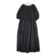 nest Robe 24SS リネンコンビシャーリングワンピース サイズF 01242-1523 半袖 ワンピース ブラック レディース ネストローブ【中古】6-0506S◎