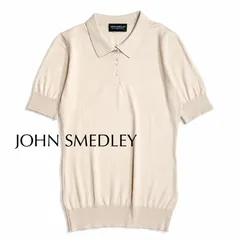 kU24 JOHN SMEDLEY ハイゲージニット コットン セーター ポロシャツ 半袖 ハーフボタン 美品 ベージュ ジョンスメドレーのサムネイル