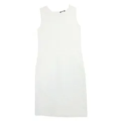 pierre cardin ピエールカルダン ニット ノースリーブ ワンピース ドレス Iラインシルエット M 白 ホワイト レディース 古着 中古 USED