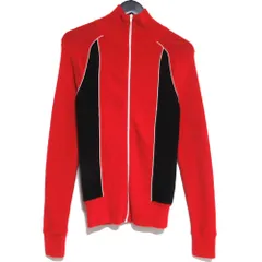 美品 VALENTINO ヴァレンティノ カシミヤブレンド ジップアップ ドライバーズ ニットジャケット サイズXS レッド×ブラック メンズ 古着 中古 USEDのサムネイル