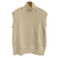 美品 22AW MARNI マルニ ハイネック ダメージ加工 ニット ベスト DVMG0045A0 サイズ48 ベージュ メンズ 古着 中古 USEDのサムネイル