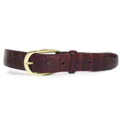 美品 Brioni ブリオーニ クロコダイル レザー ベルト 120 ボルドー×ゴールド金具 メンズ 古着 中古 USEDのサムネイル