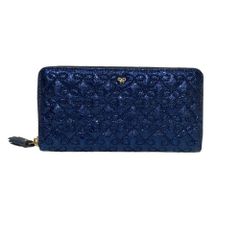 ANNA SUI アナスイ がま口長財布 猫飾りブルーキルティング